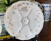 Antique German Oyster Plates in French Blue Floral (Sold Separately)