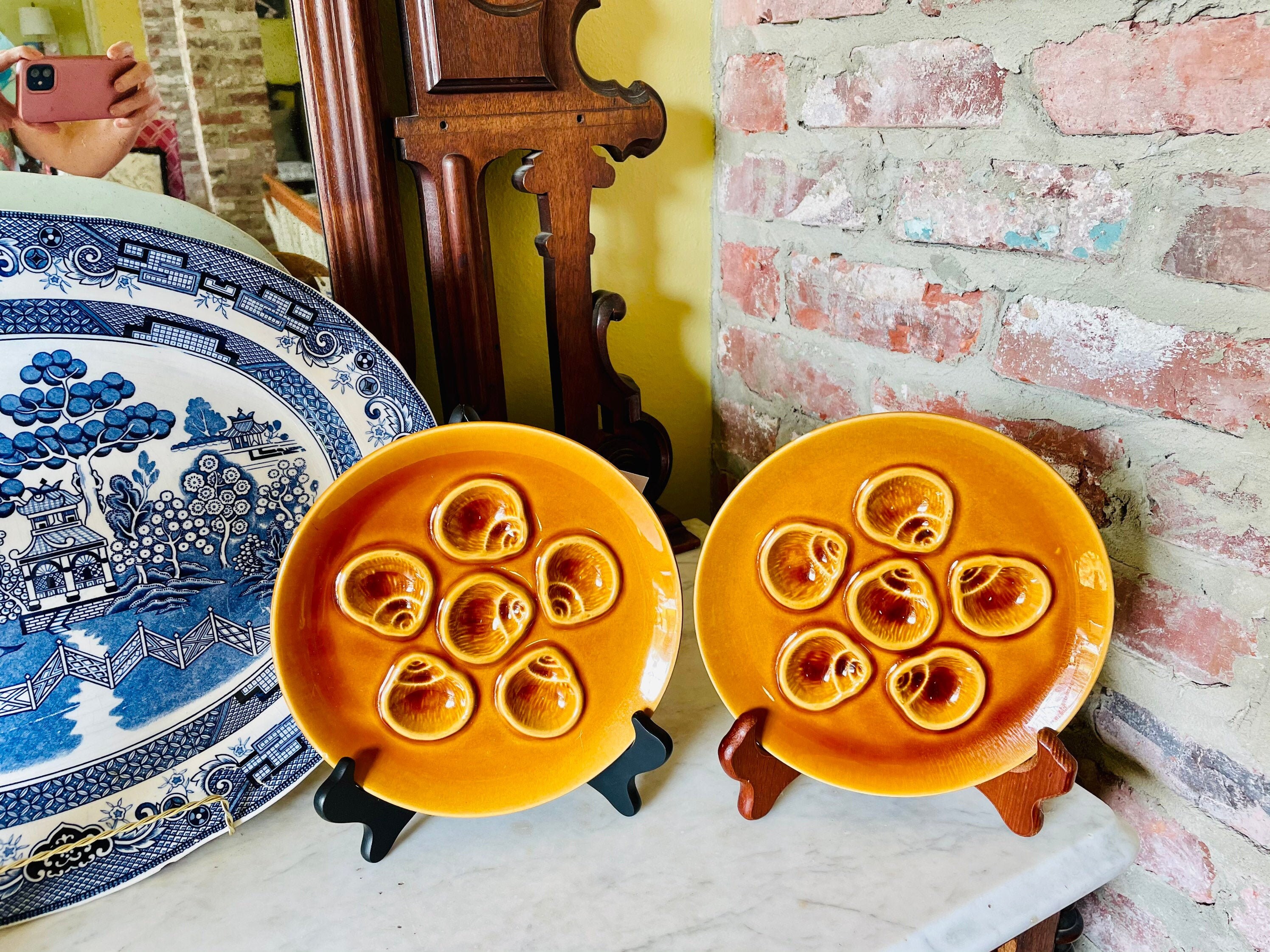 Majolica Style MCM Oyster Escargot or Cockle Plates Etsy