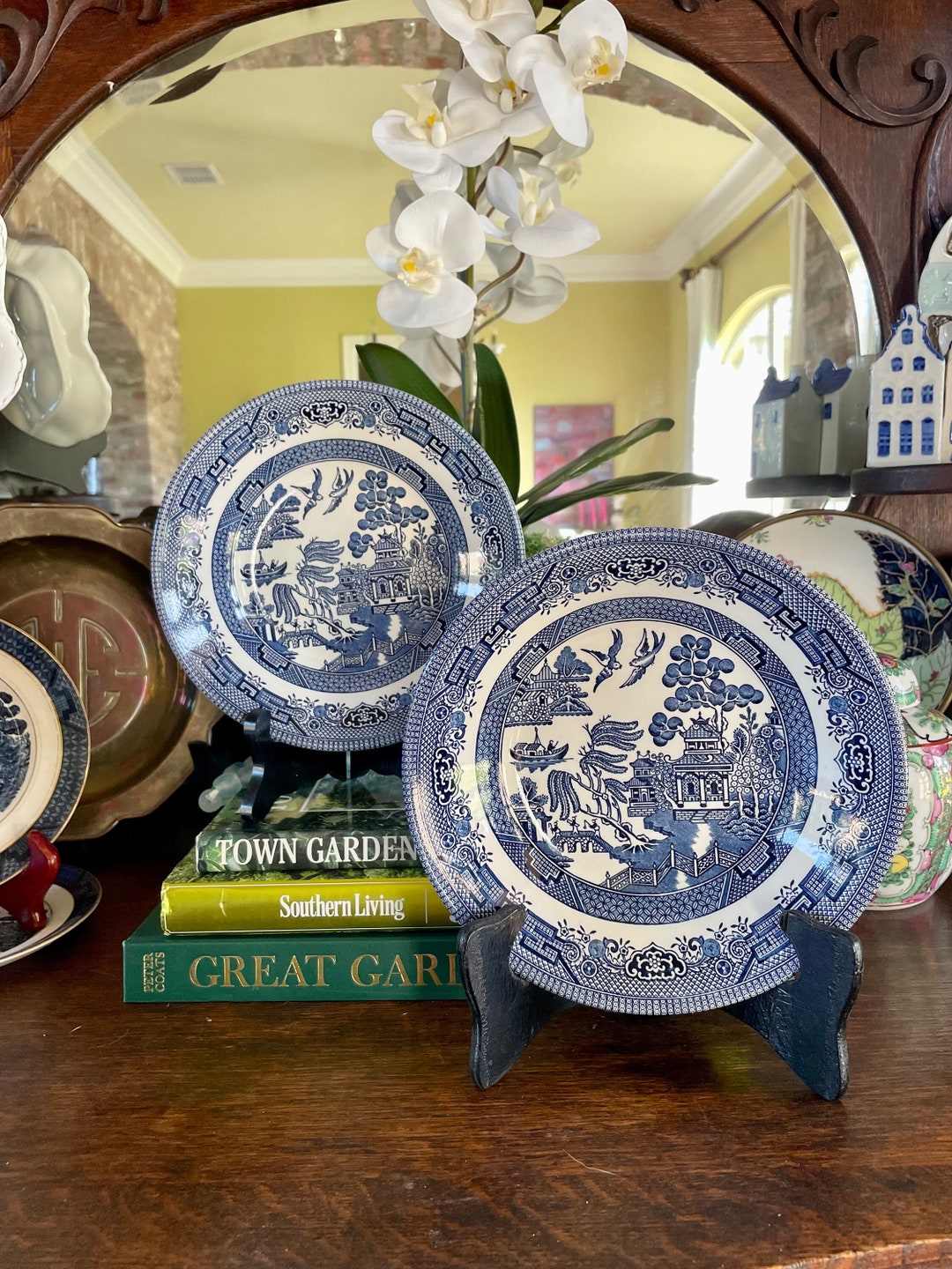 Churchill China Blue Willow Scodelle Da Zuppa 20cm - Set Di 6 In Terraglia, Microonde E Lavastoviglie - Foto 3