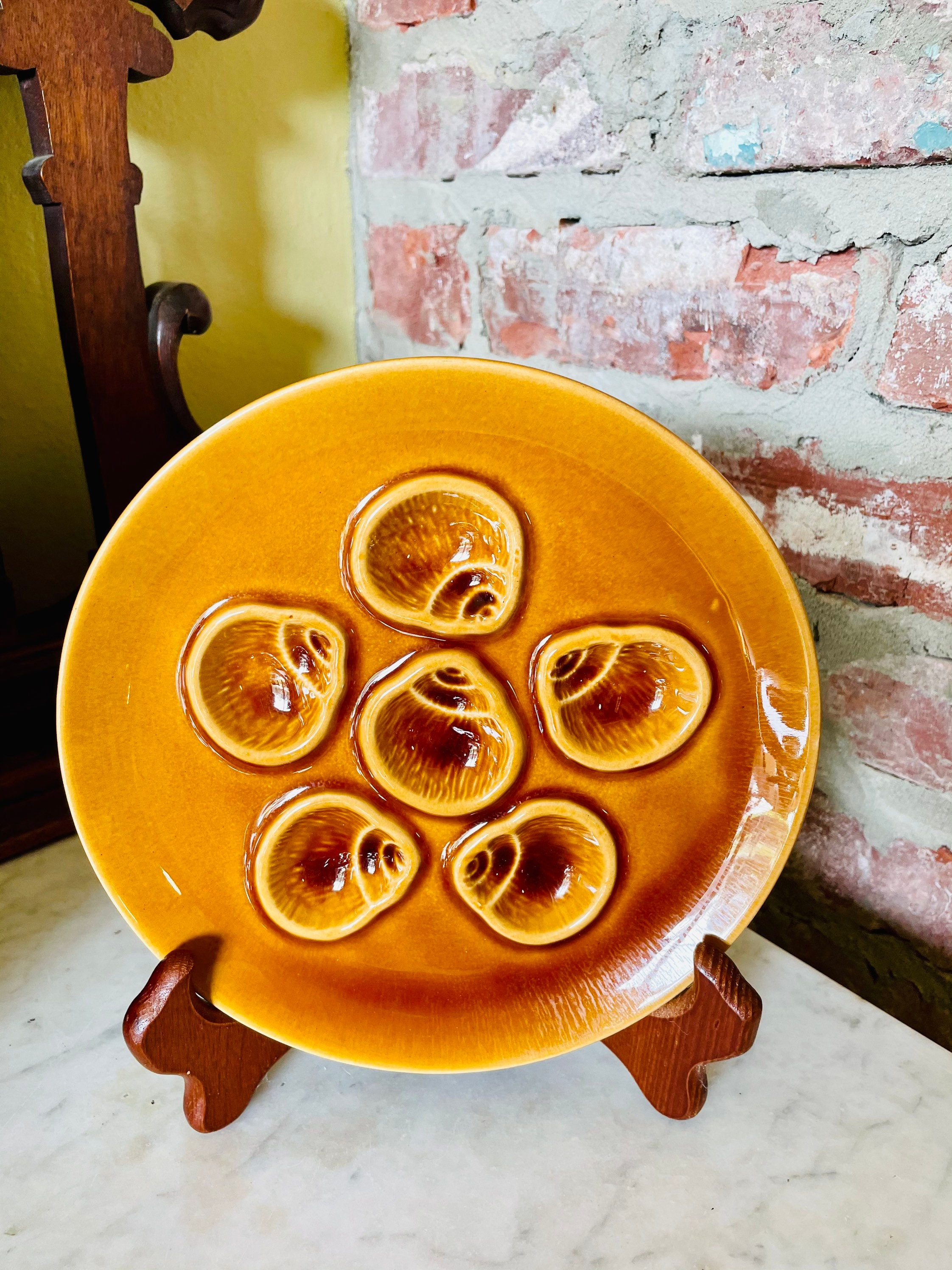 Majolica Style MCM Oyster Escargot or Cockle Plates Etsy