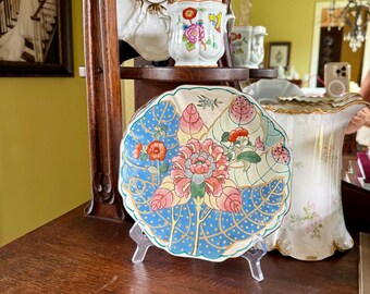 Vintage Andrea by Sadek Tobacco Leaf Plate: Scalloped Enamel Dish