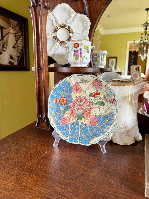 Vintage Andrea by Sadek Tobacco Leaf Plate: Scalloped Enamel Dish