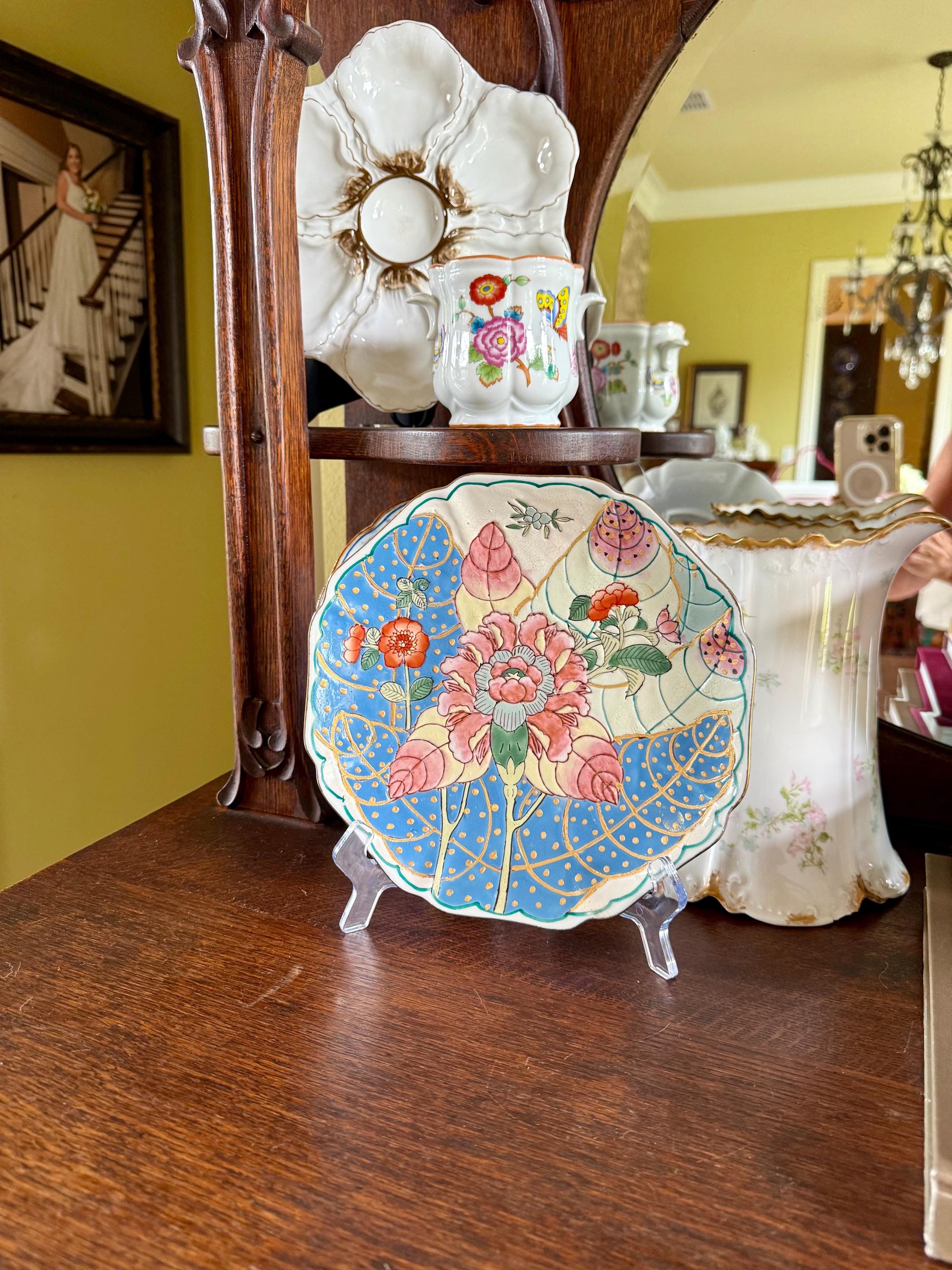 Vintage Andrea by Sadek Tobacco Leaf Plate: Scalloped Enamel Dish