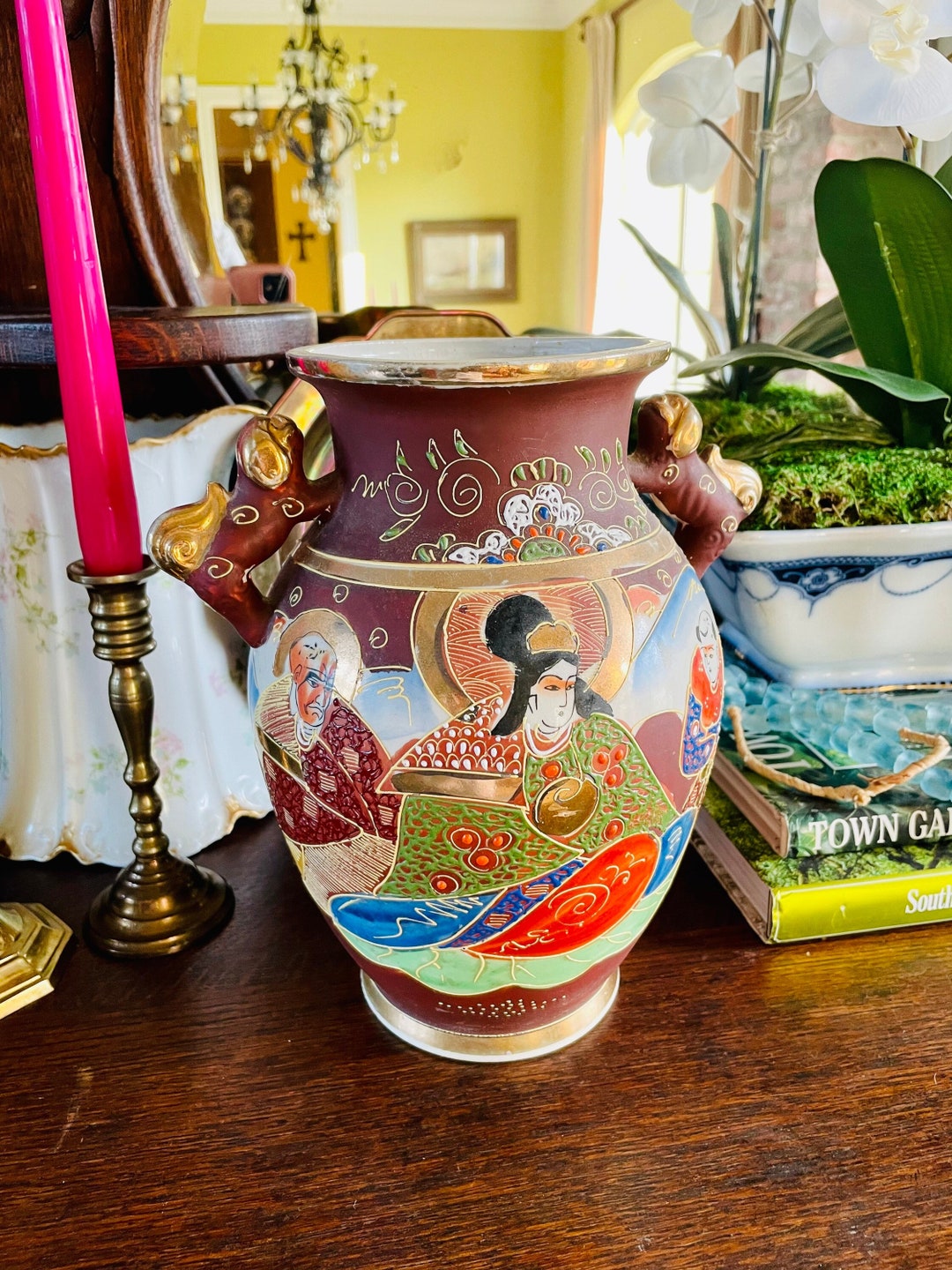 九谷焼Kutani Ware Ceramic Vase Antique Japanese Kutani Ware Porcelain Vase - Etsy