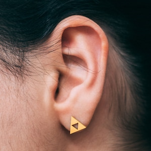 Puces d'oreilles Legend of Zelda Triforce - Acier plaqué or