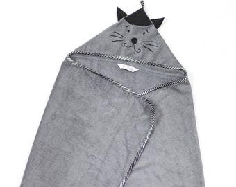 Serviette à capuche en bambou pour chats / Grande serviette pour bébé en bambou / Serviette de piscine en bambou / Couverture de bain en bambou