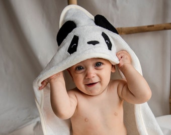 Panda Squad bamboo bath towel 85x85 / Panda terry bamboo baby towel with hood