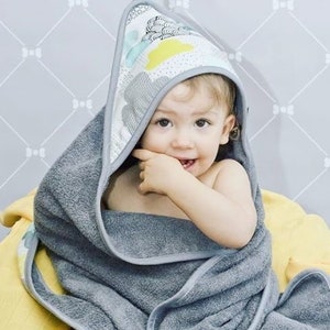 Bamboo hooded towel Clouds / Bath cape Clouds / Bamboo towel for newborn Clouds / Bamboo bath cape / Baby towel Clouds / Baby towel with cap image 1