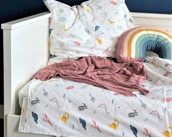 Cotton baby bedding DINO / Cot bedding / Layette for baby / Bedding set for newborn