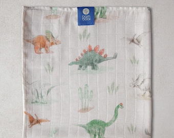 Muslin bamboo baby blanket / Bamboo Swaddle DINO / Muslin nappie / Reusable care wipe