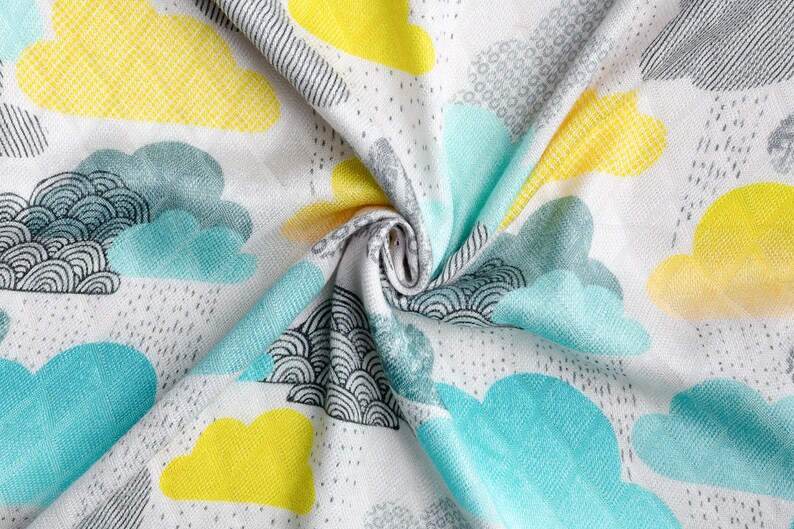 Muslin bamboo baby blanket / Bamboo Swaddle Clouds image 4
