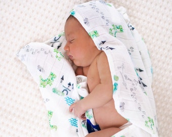 Muslin bamboo baby blanket / Bamboo Swaddle Dragon / Muslin nappie / Reusable care wipe