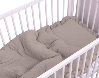 Muslin baby bedding - set with filling: pillow and duvet / 2-element bedding made of durable and 100% cotton muslin