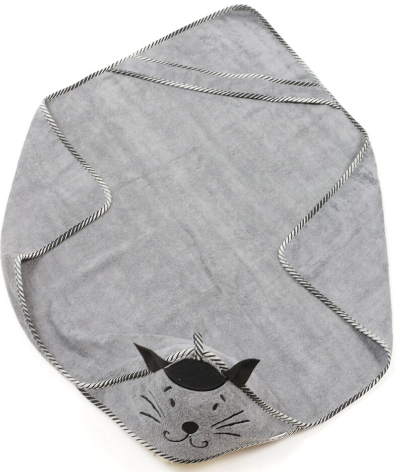 Bamboo hooded towel CAT / Bath cape CAT / Bamboo towel for newborn / Bamboo bath cape / Hooded baby towel image 5