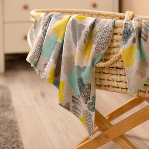 Muslin bamboo baby blanket / Bamboo Swaddle Clouds image 5