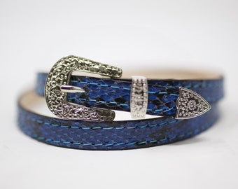5839 Western Hatband Hat Band Black Genuine Snake Skin With 3 Pc Buckle Set Black Python Snakeskin Cowboy Hat Band Gold 3 Piece Buckle  main image 2