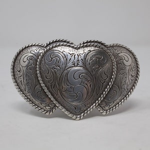 Triple Hearts Belt Buckle,( 1.5'') Removable Western Buckle