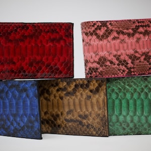 Cartera de cuero de serpiente, cartera exótica, cartera de lujo