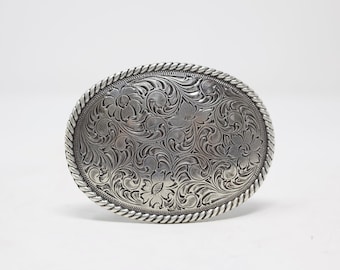 Rope Edge Western Floral Belt Buckle, (1.5&#39;&#39;) Removable Western Buckle