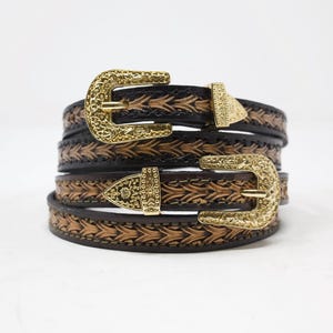 HandTooled Hat Band, Leather Hat Band, Toquilla, (1/4&#39;&#39;) Western Tooled Leather Hat Band