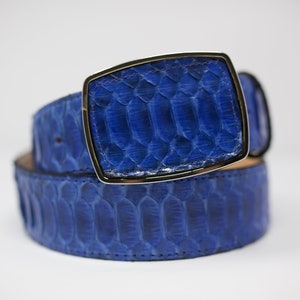 Cinturón de serpiente esmaltado en azul
