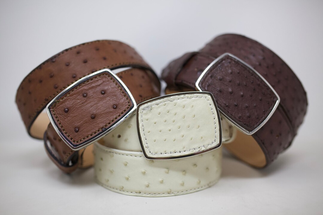 Ostrich Belt, Exotic Belt, Luxury Belt, 1.7'' Ostrich Belt With