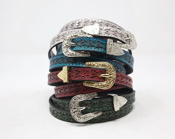 Banda para sombrero hecha a mano, banda de cuero para sombrero, toquilla, (1/4'') Banda para sombrero de cuero estilo western pintada a mano