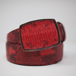 Cinturón de serpiente con barriga roja mate
