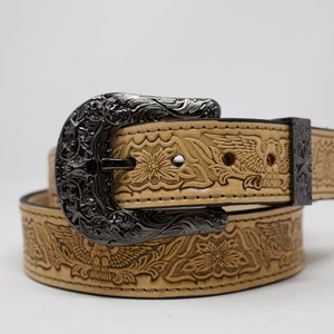 Eagle HandTooled Belt, (1.5&#39;&#39;) Hand Painted Leather Belt with Removable Western Buckle
