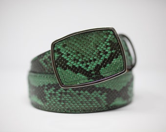 Emerald Green Glazed Belly Snake Belt