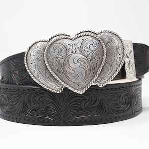 Love Black Cord belt with Silver Heart Accents A hearts belt buckle - Gem main image 2