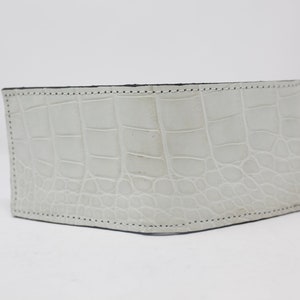 Cartera de cocodrilo americano blanco mate, cartera exótica, cartera de lujo