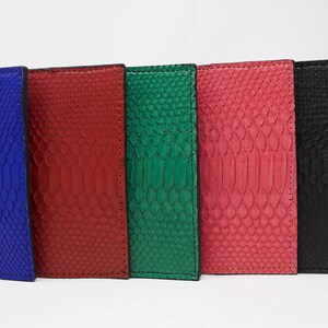Cartera larga de serpiente, cartera de cuero, cartera exótica