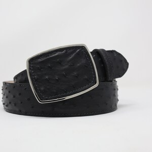 Ostrich Belt, Exotic Leather Belt with Removable Western Buckle