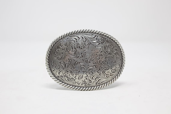 Rope Edge Western Floral Belt Buckle, (1.5'') Removable Western Buckle