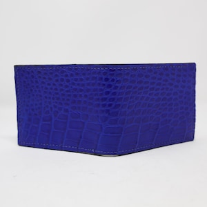 Cartera de cocodrilo americano azul, cartera exótica, cartera de lujo