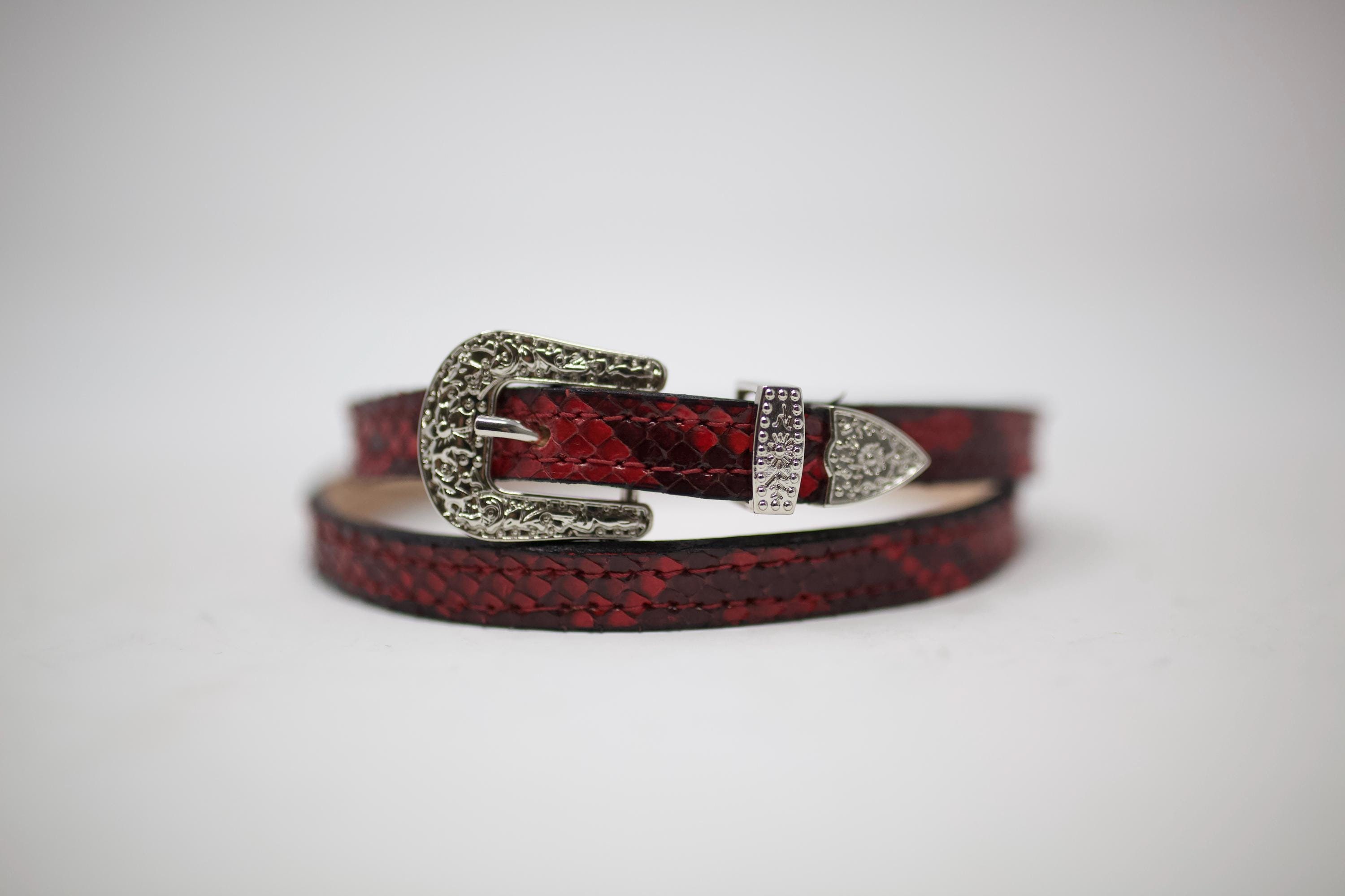 Red YSL python snakeskin belt - small RED SNAKESKIN BELT – FAITH BY LUIS main image 4