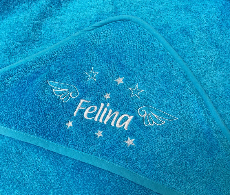 Hooded towel, hooded towel for babies with name and motif butterflies image 4