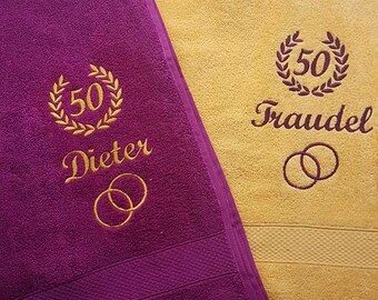 Bath towel birthday / anniversary embroidered with name