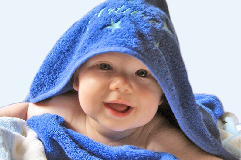 Hooded towel, hooded towel for babies with name and motif butterflies image 3