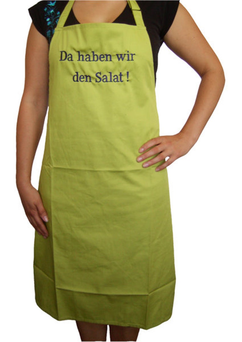 Cooking apron, kitchen apron embroidered as desired Lime