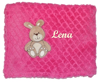 Baby blanket dog - rabbit - teddy embroidered with name