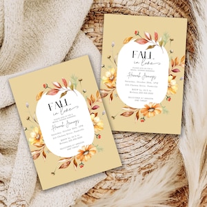Fall in Love Bridal Shower Invitation, Fall Flowers, Fall Bridal Shower Invitation, Autumn Bridal Shower Template, Bridal Brunch Invite