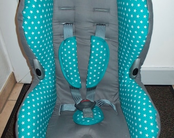 Housse, housse de rechange, Maxi-Cosi-Priori, XP, SPS, Römer King Quickfix, Lord, Duo, TS et autres sièges gris avec essence et petites étoiles
