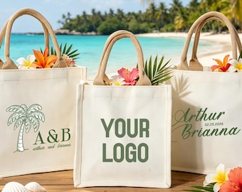 Custom Wedding Welcome Tote Bag | Bridesmaid Tote | Vacation Wedding Favor | Your Logo | Team Gift