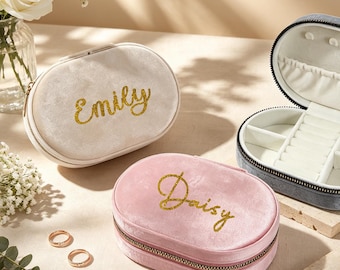 Personalized Jewelry Box Velvet, Bride Gift, Bridal Party Gifts, Bridesmaid Gifts Proposal, Mother's Day Gifts for Her, Personalized Gift