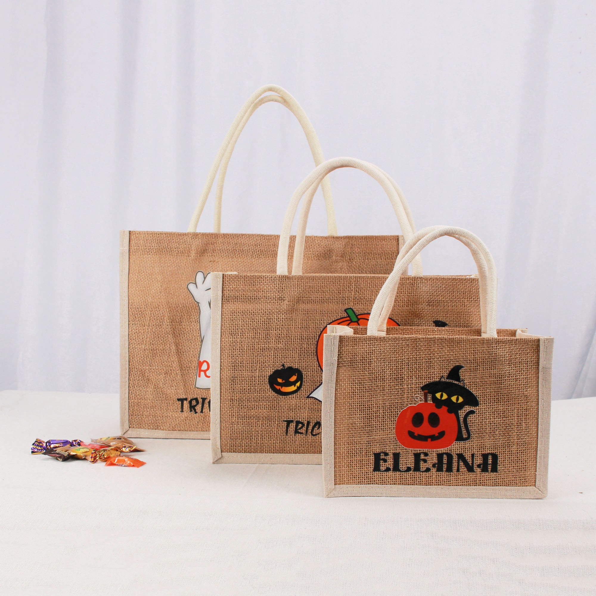 Custom Halloween Bag for Trick or Treat，Personalized, Halloween Basket,  Present Gift for Kids，Halloween Treat Bags