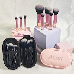 Juego de brochas de maquillaje personalizadas, brochas de maquillaje de viaje, neceser portátil, neceser para brochas de maquillaje, regalo de despedida de soltera, regalo de boda, recuerdos de fiesta.