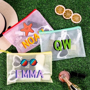 Personalized Large Pool Bag, Shadow Monogram Pool Bag,Wet Dry Pool Pouch,Zipper Bag,Bachelorette Bridal Party,Accepting Logo Custom