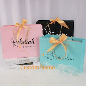 Personalized Bridesmaid Gift Bags，Welcome Gift Bags With Ribbon，Gift Bags for Wedding Party, Wedding Favors，Bachelorette Party Bag